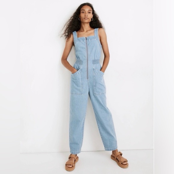 Madewell Pants - Madewell Denim Zip Smocked Waist Jumpsuit - Baisley Wash
